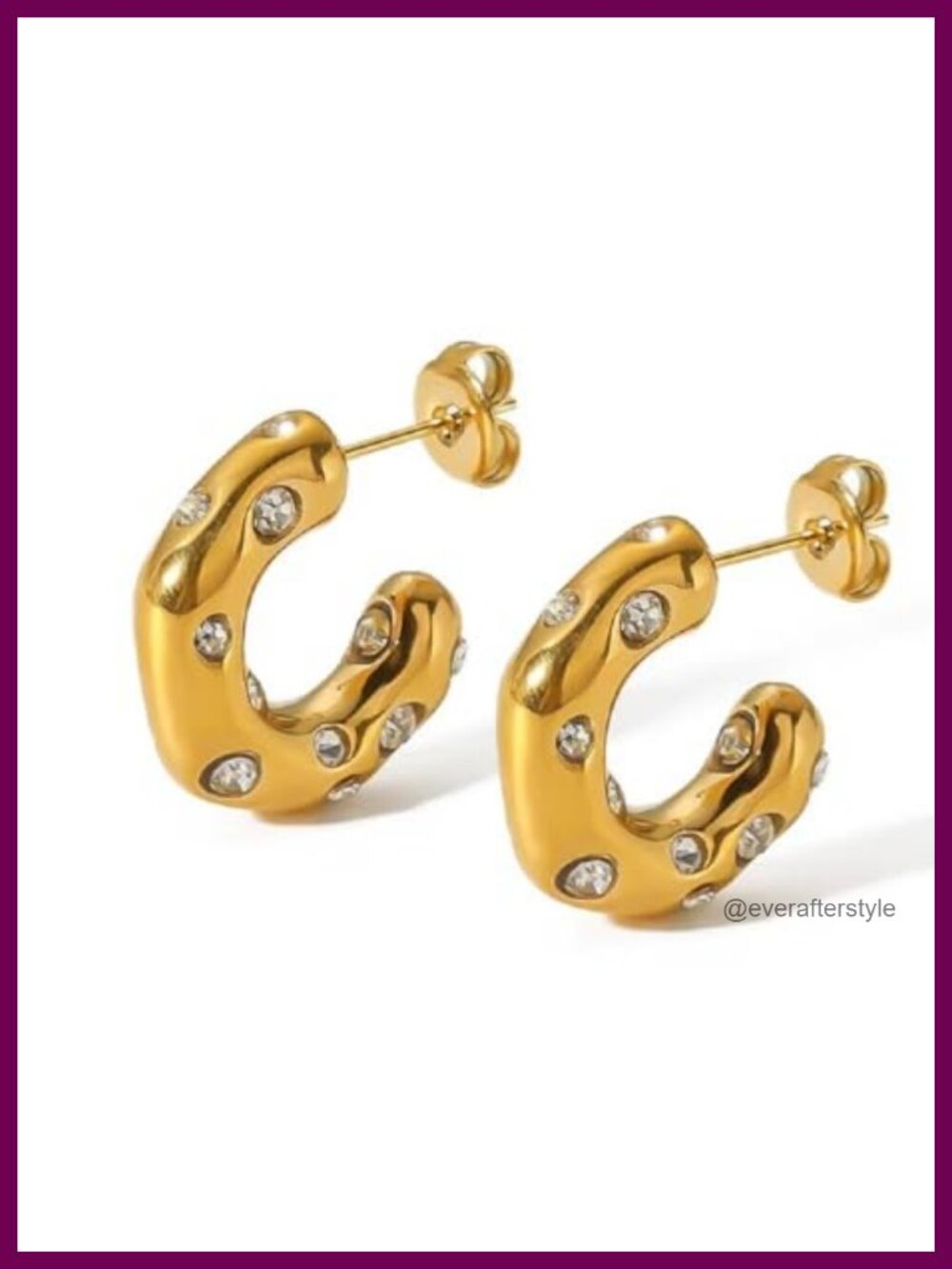 Chunky 18K Gold Plated Stainless Steel Earrings for Women Hypoallergenic Non